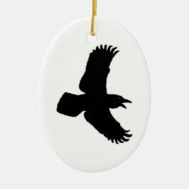 Raven in Flight Bird Print Keramisch Ornament