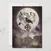 Raven in het kerkhof Halloween Party uitnodiging (Voorkant)