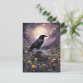 Raven in het maanlicht Waterverf Briefkaart (Staand voorkant)