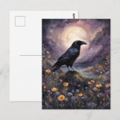 Raven in het maanlicht Waterverf Briefkaart (Voorkant / Achterkant)