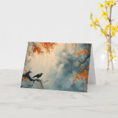 Raven in het Misty Autumn Forest Kaart (Gele Bloem)