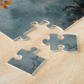 Raven in het Misty Autumn Forest Legpuzzel (Zijkant)