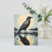Raven in het water briefkaart (Staand voorkant)