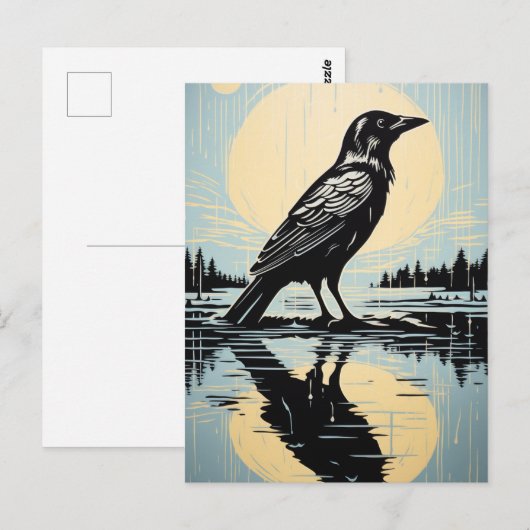 Raven in het water briefkaart (Voorkant / Achterkant)