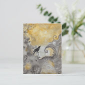 Raven in Oranje abstract briefkaart (Staand voorkant)