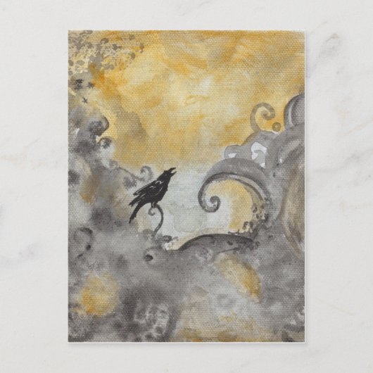 Raven in Oranje abstract briefkaart (Voorkant)