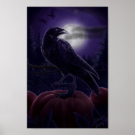Raven in Pumpkin Patch Poster (Voorkant)