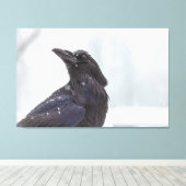 Raven in Snow Canvas Afdruk (Insitu (Houten vloer))