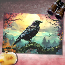 Raven in Spooky Landscape 1 Decoupage Papier