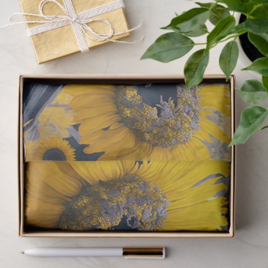 Raven in Sunflower Field Decoupage Tissuepapier (Geschenk)