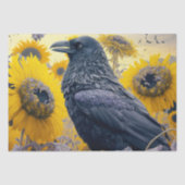 Raven in Sunflower Field Decoupage Tissuepapier (Voorkant)