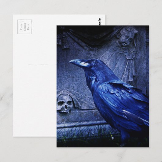 Raven in Tombstone Briefkaart (Voorkant / Achterkant)