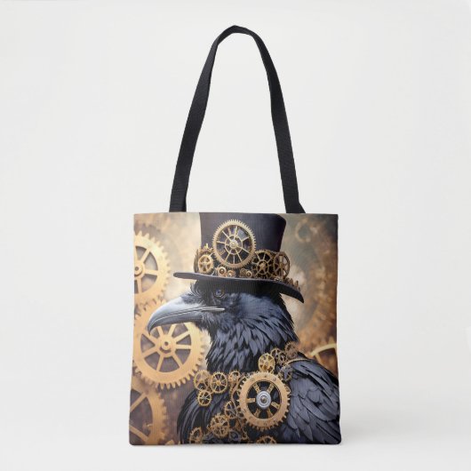 Raven in Top Hat Steampunk Art Tote Bag (Voorkant)