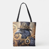 Raven in Top Hat Steampunk Art Tote Bag (Achterkant)