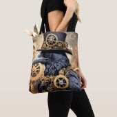 Raven in Top Hat Steampunk Art Tote Bag (Dichtbij)
