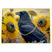 Raven in zonnebloemveld groot cadeauzakje (Voorkant)