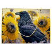 Raven in zonnebloemveld groot cadeauzakje (Achterkant)
