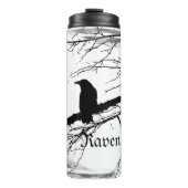 Raven in zwart en wit thermosbeker (Voorkant)