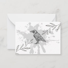 Raven Inkt en Takken Notitiekaart Notitiekaartje