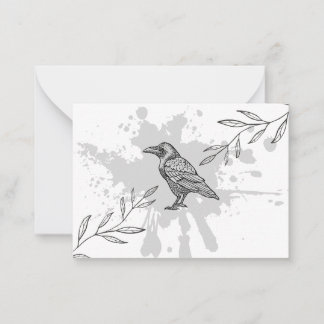 Raven Inkt en Takken Notitiekaart Notitiekaartje