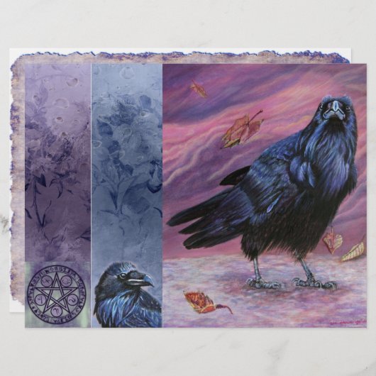 Raven Junk Journal Page en Bladwijzer (Voorkant / Achterkant)