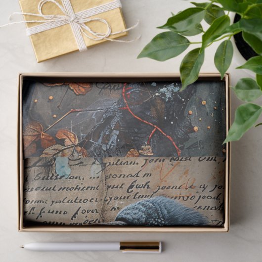 Raven kalligrafie decoupage weefsel tissuepapier (Geschenk)