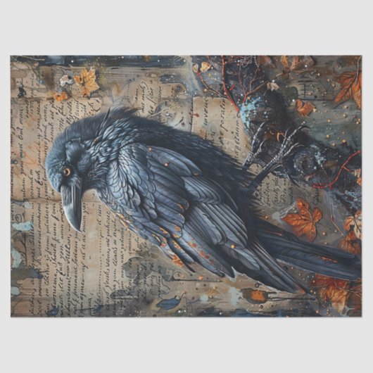 Raven  kalligrafie decoupage weefsel tissuepapier (Voorkant)