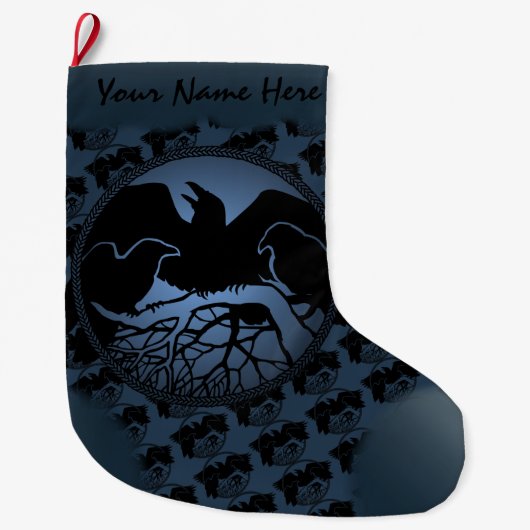 Raven Kerstmis houden Native Art Raven Stocking Grote Kerstsok (Voorkant)