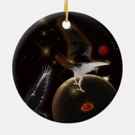 Raven kerstversiering keramisch ornament (Achterkant)