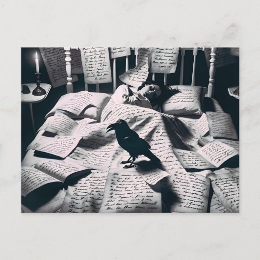 Raven kijken slapende vrouw briefkaart (Voorkant)