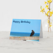 Raven kijkt naar Happy Birthday Kaart (Gele Bloem)