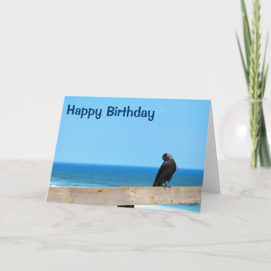 Raven kijkt naar Happy Birthday Kaart (Voorkant)