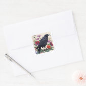Raven Kleurrijke Bloemen Art Vierkante Sticker (Envelop)