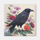 Raven Kleurrijke Bloemenkunst Magneet (Voorkant)