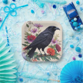 Raven Kleurrijke Bloemenkunst Papieren Bordje (Feest)