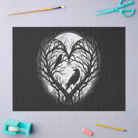 Raven Kraai Hart Boom Tissuepapier (Craft)