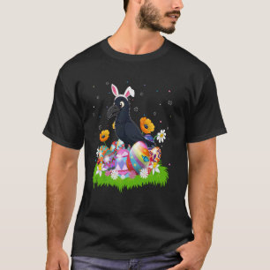 Raven Kraai Vogel Paaseieren Jacht Konijn Oor Pase T-shirt