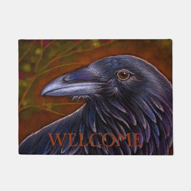 RAVEN KROW BIRD WELKOM 18 x 24-inch deurmat (Voorkant)