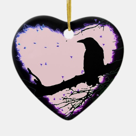 Raven Love Forever Cracked Ggloart Keramisch Ornament (Voorkant)