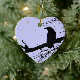Raven Love Forever Cracked Heart Keramisch Ornament