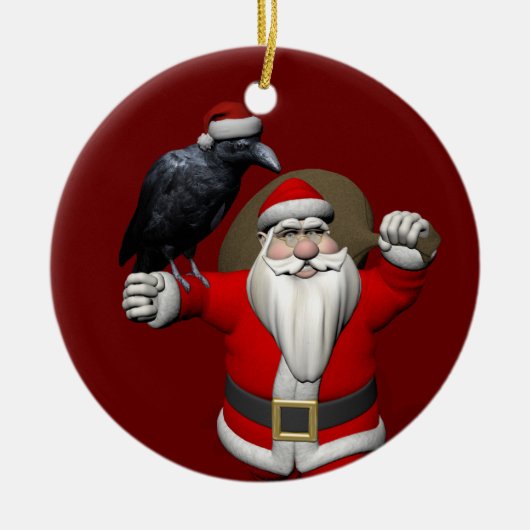 Raven Loving Santa Claus Keramisch Ornament (Voorkant)