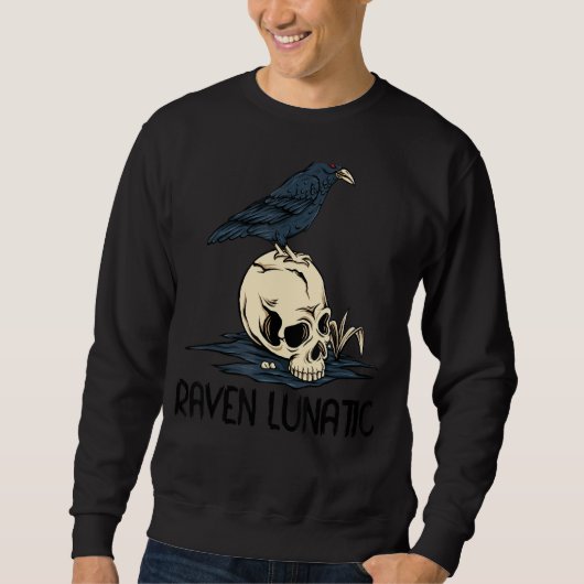 Raven Lunatic Fun Bird Skull Gothic Gothic Hallowe Trui (Voorkant)
