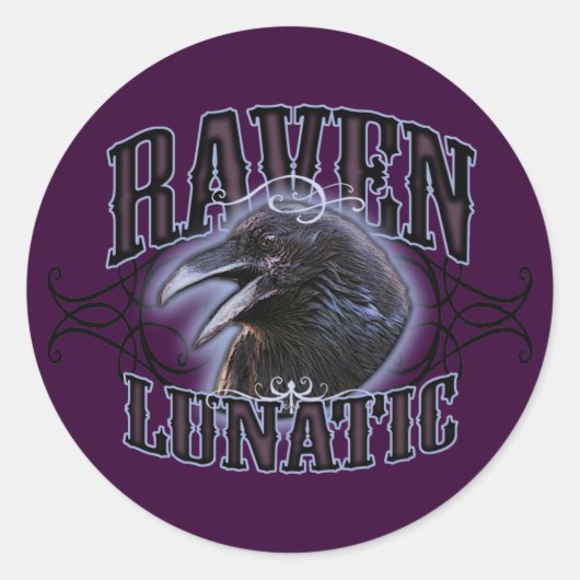 Raven Lunatic Ronde Sticker (Voorkant)