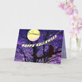 Raven, Maan, Zon, Sterren Gelukkig Halloween Kaart