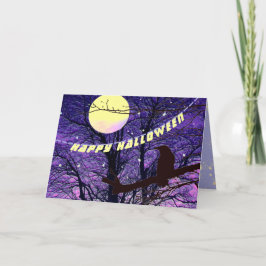 Raven, Maan, Zon, Sterren Gelukkig Halloween Kaart