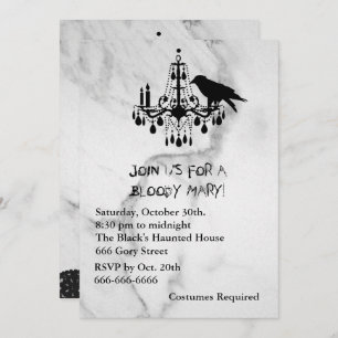 Raven, Mable and Black Cat Halloween Invitation Kaart