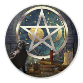 Raven Magick hemelse Pentacle Keramische Knop