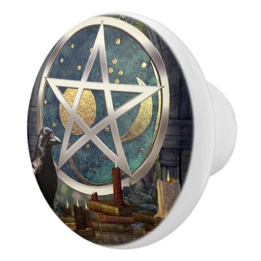 Raven Magick hemelse Pentacle Keramische Knop (Rechts)