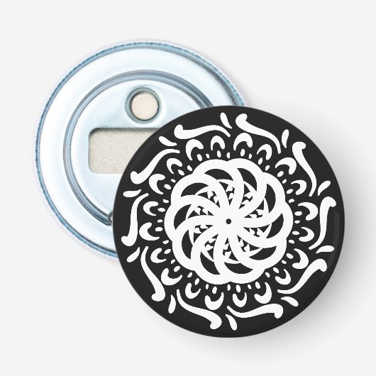 Raven Mandala Button Flesopener (Voorkant)