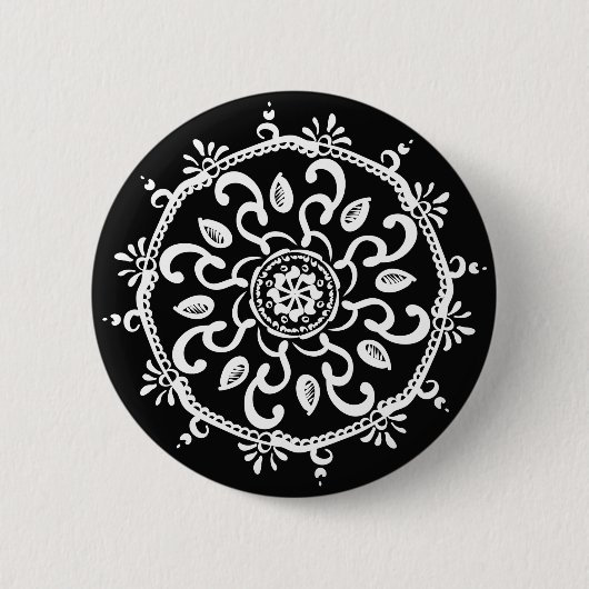 Raven Mandala Ronde Button 5,7 Cm (Voorkant)